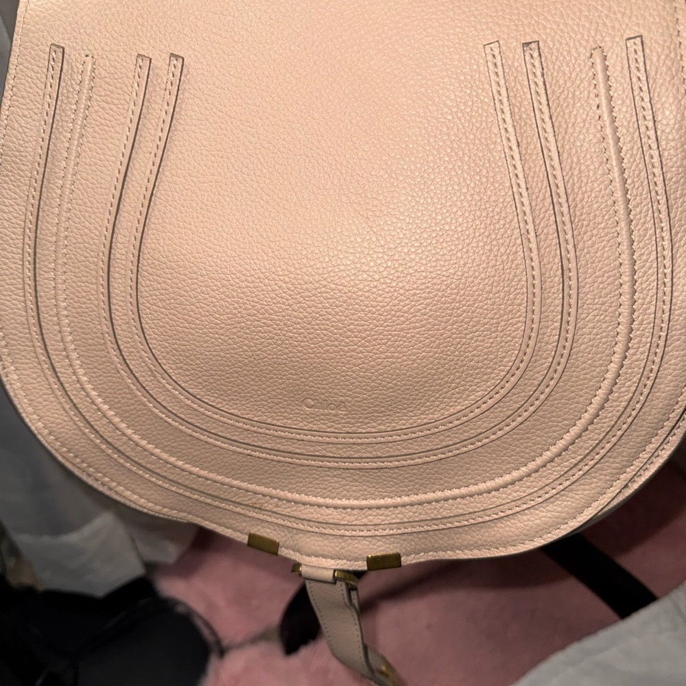Chloé Marcie Leather Crossbody Beige Medium - Picture 4 of 13